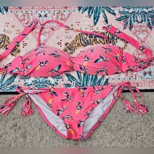 Pink Hummingbird Print Bikini